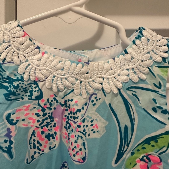 Lily Pulitzer Baby Blue Pink Printed Shift Dress Size 6-12 Months - Picture 6 of 10
